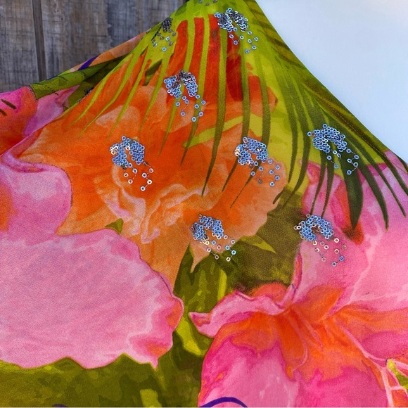 Lane Bryant Bright Tropical Print Crossover Blouse Size 18 - Picture 7 of 8